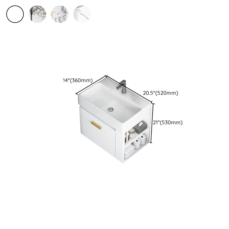 Wall Mount Rectangular Bathroom Vanity Glam White Ceramic Single Vanity Set Clearhalo 'Bathroom Remodel & Bathroom Fixtures' 'Bathroom Vanities' 'bathroom_vanities' 'Home Improvement' 'home_improvement' 'home_improvement_bathroom_vanities' 7398976