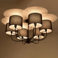 Black/White Barrel Ceiling Lamp Modernism 3/6 Bulbs Fabric Semi Flush Mount Chandelier for Lounge Clearhalo 'Ceiling Lights' 'Close To Ceiling Lights' 'Close to ceiling' 'Semi-flushmount' Lighting' 739916