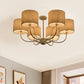 Black/White Barrel Ceiling Lamp Modernism 3/6 Bulbs Fabric Semi Flush Mount Chandelier for Lounge Clearhalo 'Ceiling Lights' 'Close To Ceiling Lights' 'Close to ceiling' 'Semi-flushmount' Lighting' 739919
