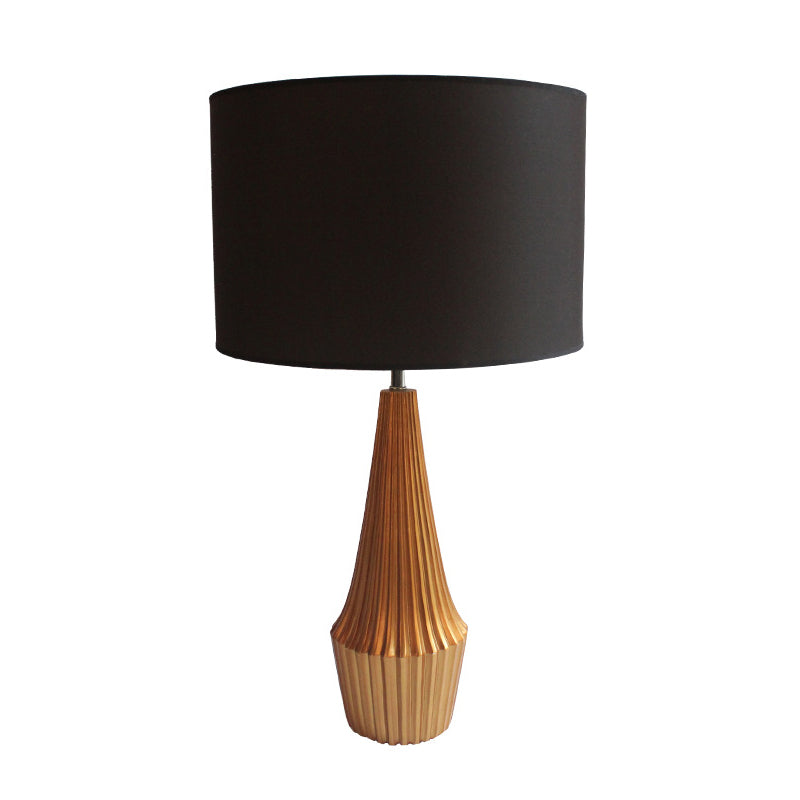 Resin Ridged Teardrop Shaped Night Light Contemporary 1 Bulb Table Lamp with Black/White Round Fabric Shade Clearhalo 'Lamps' 'Table Lamps' Lighting' 740005