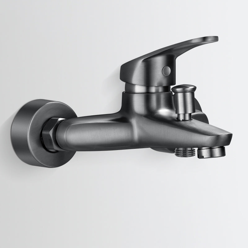 Fixed Tub Faucet Handshower Hose Lever Handle Wall Mount 2 Holes Tub Filler Grey Unavailiable Hand Shower Not Included Clearhalo 'Bathroom Remodel & Bathroom Fixtures' 'Bathtub Faucets' 'bathtub_faucets' 'Home Improvement' 'home_improvement' 'home_improvement_bathtub_faucets' 7400106