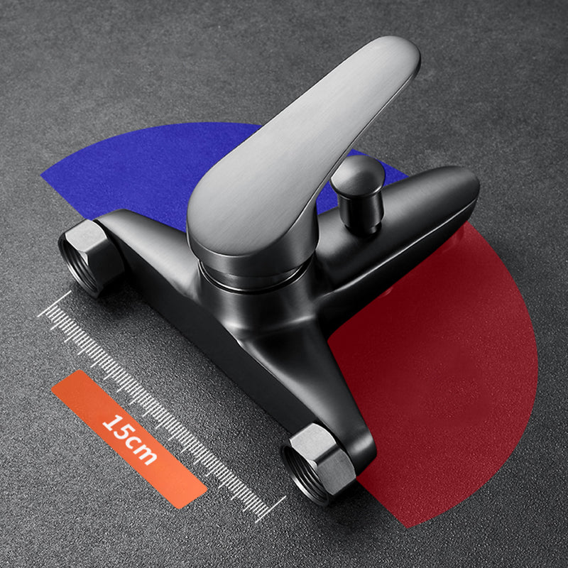 Fixed Tub Faucet Handshower Hose Lever Handle Wall Mount 2 Holes Tub Filler Clearhalo 'Bathroom Remodel & Bathroom Fixtures' 'Bathtub Faucets' 'bathtub_faucets' 'Home Improvement' 'home_improvement' 'home_improvement_bathtub_faucets' 7400111