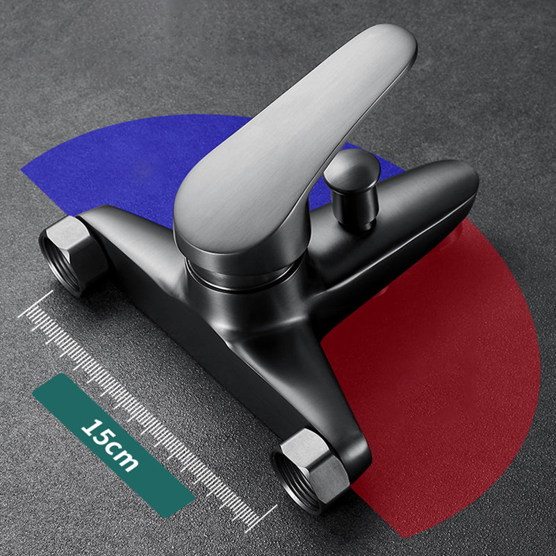 Low Arc Tub Faucet Hose Wall Mounted Single Lever Handle Tub Filler with Handshower Clearhalo 'Bathroom Remodel & Bathroom Fixtures' 'Bathtub Faucets' 'bathtub_faucets' 'Home Improvement' 'home_improvement' 'home_improvement_bathtub_faucets' 7400134