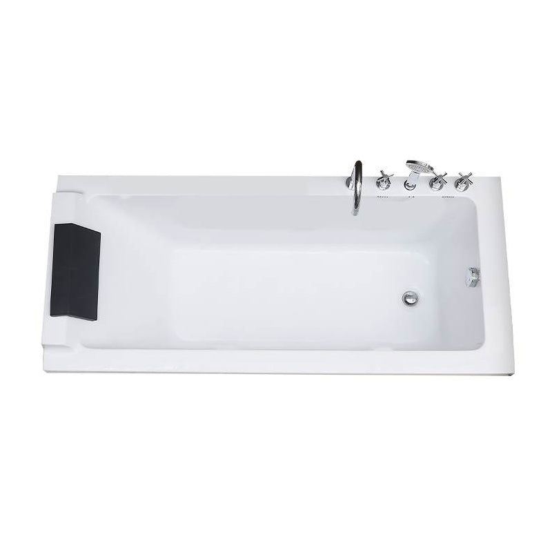 Modern Rectangular Bath Acrylic Soaking White Drop-in Bathtub Left Tub with Silver 5-Piece Set Clearhalo 'Bathroom Remodel & Bathroom Fixtures' 'Bathtubs' 'Home Improvement' 'home_improvement' 'home_improvement_bathtubs' 'Showers & Bathtubs' 7400404