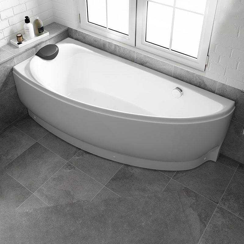 Modern Corner Bath Back to Wall Acrylic Soaking White Bathtub Right Tub Clearhalo 'Bathroom Remodel & Bathroom Fixtures' 'Bathtubs' 'Home Improvement' 'home_improvement' 'home_improvement_bathtubs' 'Showers & Bathtubs' 7400430