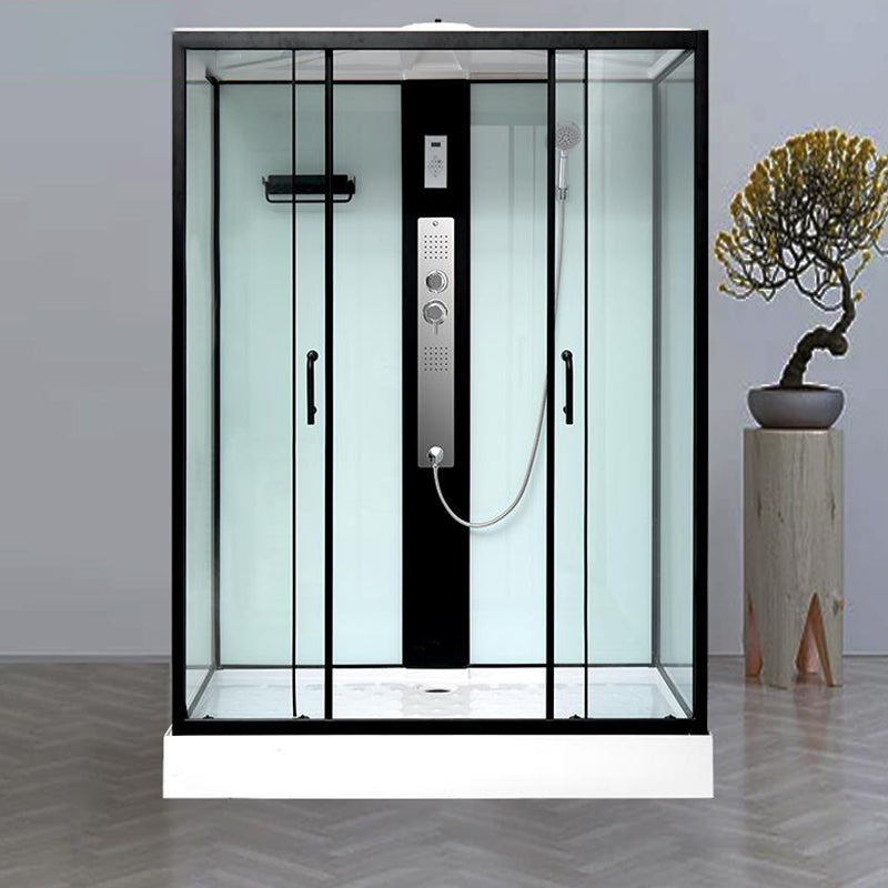 Framed Single Sliding Shower Stall Rectangle Frosted Shower Stall Clearhalo 'Bathroom Remodel & Bathroom Fixtures' 'Home Improvement' 'home_improvement' 'home_improvement_shower_stalls_enclosures' 'Shower Stalls & Enclosures' 'shower_stalls_enclosures' 'Showers & Bathtubs' 7400474