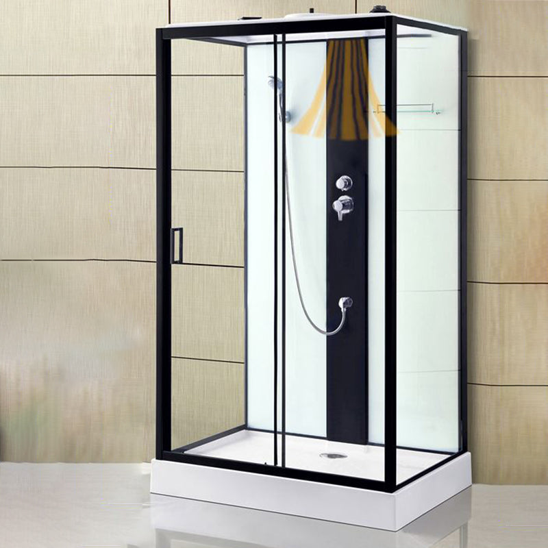 Framed Single Sliding Shower Stall Rectangle Frosted Shower Stall Simple Style Yes Clearhalo 'Bathroom Remodel & Bathroom Fixtures' 'Home Improvement' 'home_improvement' 'home_improvement_shower_stalls_enclosures' 'Shower Stalls & Enclosures' 'shower_stalls_enclosures' 'Showers & Bathtubs' 7400478