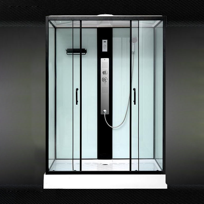 Framed Single Sliding Shower Stall Rectangle Frosted Shower Stall 55"L x 35"W x 85"H Luxury Clearhalo 'Bathroom Remodel & Bathroom Fixtures' 'Home Improvement' 'home_improvement' 'home_improvement_shower_stalls_enclosures' 'Shower Stalls & Enclosures' 'shower_stalls_enclosures' 'Showers & Bathtubs' 7400484