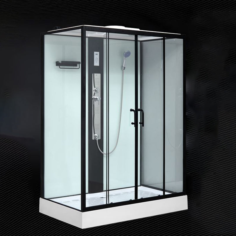 Framed Single Sliding Shower Stall Rectangle Frosted Shower Stall 59"L x 35"W x 85"H Luxury Clearhalo 'Bathroom Remodel & Bathroom Fixtures' 'Home Improvement' 'home_improvement' 'home_improvement_shower_stalls_enclosures' 'Shower Stalls & Enclosures' 'shower_stalls_enclosures' 'Showers & Bathtubs' 7400486