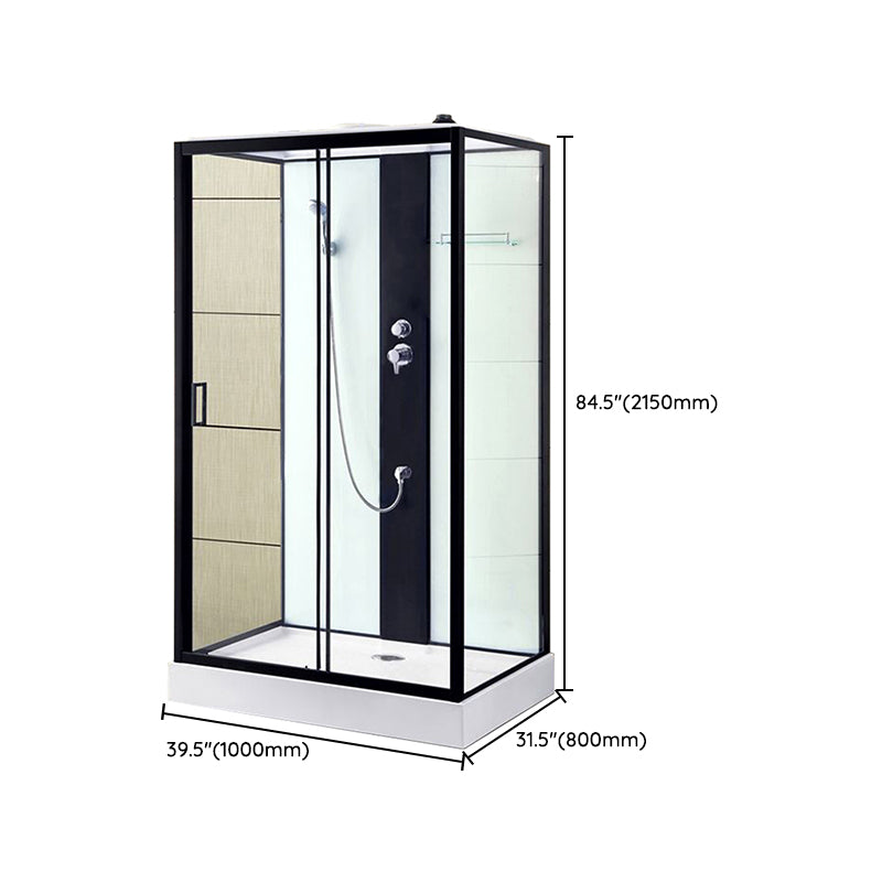 Framed Single Sliding Shower Stall Rectangle Frosted Shower Stall Clearhalo 'Bathroom Remodel & Bathroom Fixtures' 'Home Improvement' 'home_improvement' 'home_improvement_shower_stalls_enclosures' 'Shower Stalls & Enclosures' 'shower_stalls_enclosures' 'Showers & Bathtubs' 7400492