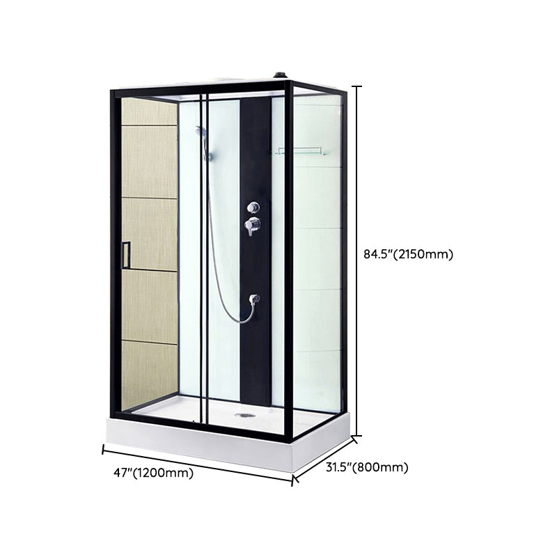 Framed Single Sliding Shower Stall Rectangle Frosted Shower Stall Clearhalo 'Bathroom Remodel & Bathroom Fixtures' 'Home Improvement' 'home_improvement' 'home_improvement_shower_stalls_enclosures' 'Shower Stalls & Enclosures' 'shower_stalls_enclosures' 'Showers & Bathtubs' 7400497