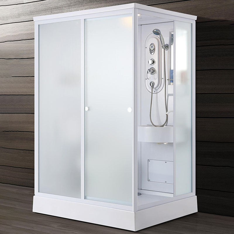 White Rectangle Shower Enclosure Tempered Glass Shower Enclosure Side Opening Clearhalo 'Bathroom Remodel & Bathroom Fixtures' 'Home Improvement' 'home_improvement' 'home_improvement_shower_stalls_enclosures' 'Shower Stalls & Enclosures' 'shower_stalls_enclosures' 'Showers & Bathtubs' 7400517