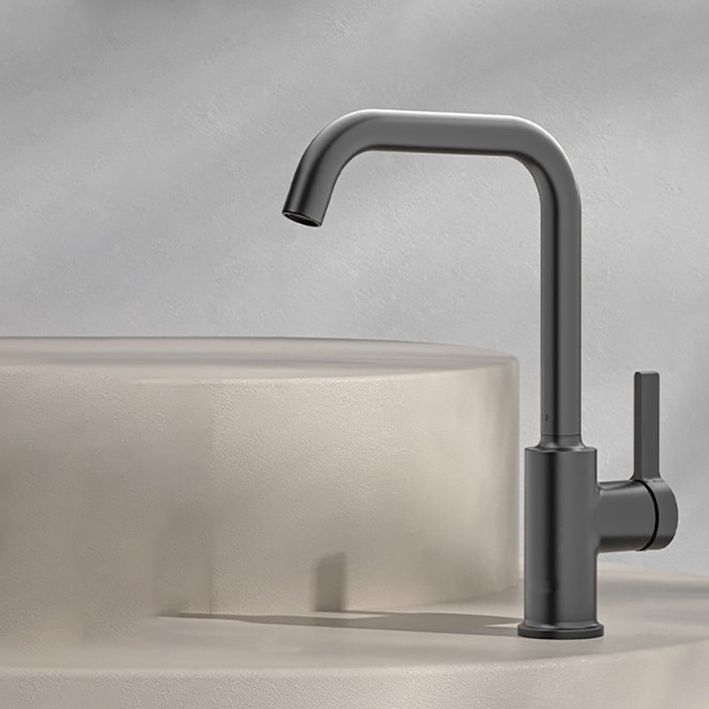 Modern Style Bar Faucet Copper Lever Handle Gooseneck Bar Faucet in Black Straight Faucet Clearhalo 'Home Improvement' 'home_improvement' 'home_improvement_kitchen_faucets' 'Kitchen Faucets' 'Kitchen Remodel & Kitchen Fixtures' 'Kitchen Sinks & Faucet Components' 'kitchen_faucets' 7401324