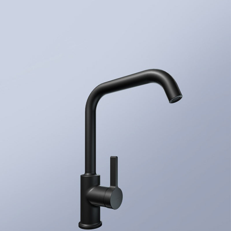 Modern Style Bar Faucet Copper Lever Handle Gooseneck Bar Faucet in Black Clearhalo 'Home Improvement' 'home_improvement' 'home_improvement_kitchen_faucets' 'Kitchen Faucets' 'Kitchen Remodel & Kitchen Fixtures' 'Kitchen Sinks & Faucet Components' 'kitchen_faucets' 7401331