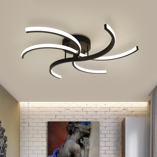 Black Swirl Flush Mount Ceiling Fixture Minimalist 16"/19.5" Wide Acrylic LED Semi Flush for Bedroom Black Clearhalo 'Ceiling Lights' 'Close To Ceiling Lights' 'Close to ceiling' 'Semi-flushmount' Lighting' 740145