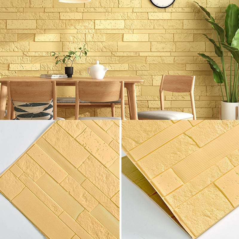 Plastic Wall Paneling Contemporary Peel and Stick Wall Paneling Matte Yellow Clearhalo 'Flooring 'Home Improvement' 'home_improvement' 'home_improvement_wall_paneling' 'Wall Paneling' 'wall_paneling' 'Walls & Ceilings' Walls and Ceiling' 7401563