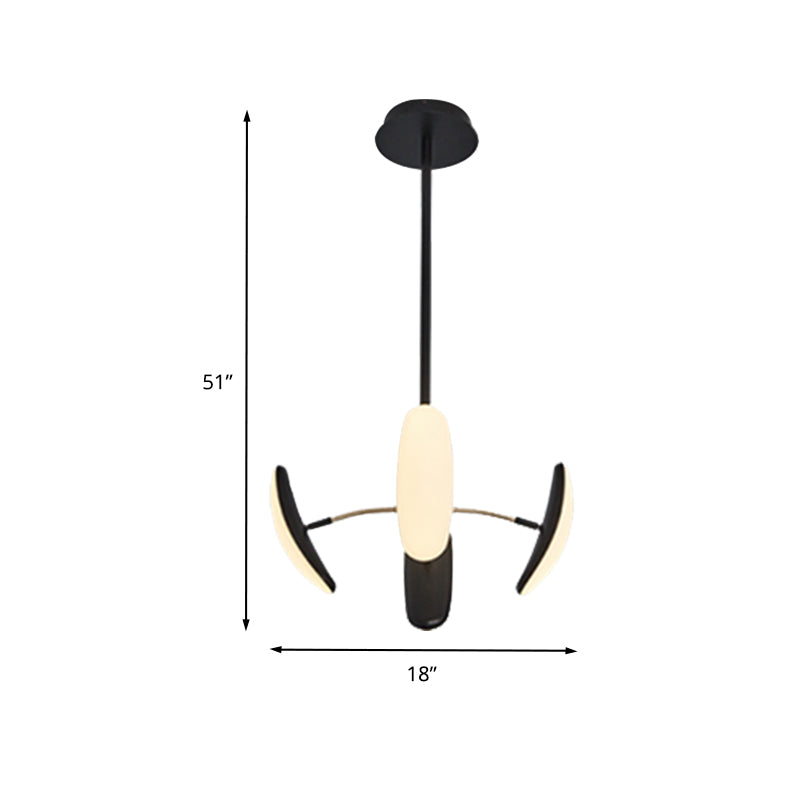 Rotatable Oval Chandelier Light Contemporary Acrylic 4/6 Heads Black Ceiling Pendant with Radial Design for Dining Room, 18"/21.5" Wide Clearhalo 'Ceiling Lights' 'Chandeliers' 'Modern Chandeliers' 'Modern' Lighting' 740229