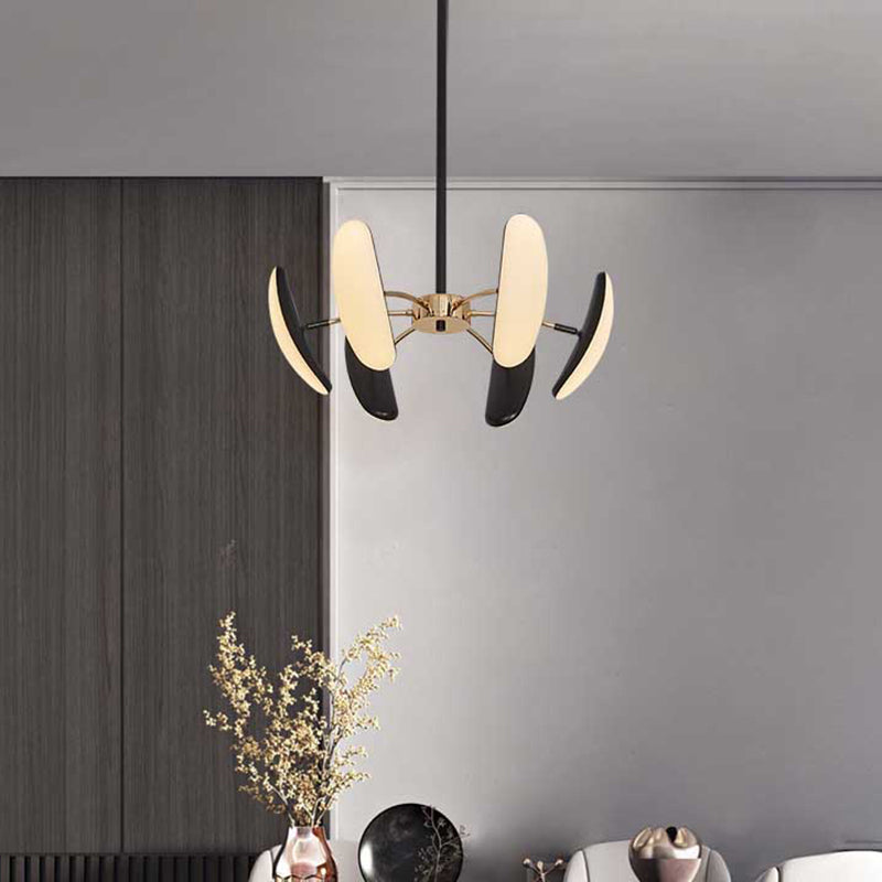 Rotatable Oval Chandelier Light Contemporary Acrylic 4/6 Heads Black Ceiling Pendant with Radial Design for Dining Room, 18"/21.5" Wide Clearhalo 'Ceiling Lights' 'Chandeliers' 'Modern Chandeliers' 'Modern' Lighting' 740231