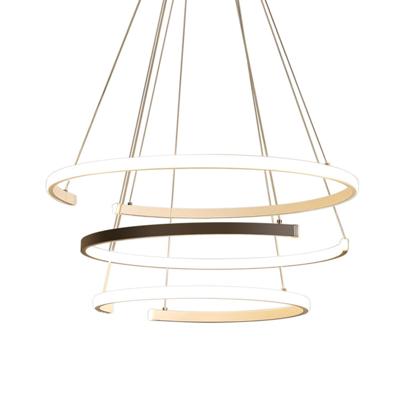 Black and White 3 Tiers C-Shape Chandelier Modernist Acrylic LED Hanging Lamp Lit for Living Room Clearhalo 'Ceiling Lights' 'Chandeliers' 'Modern Chandeliers' 'Modern' Lighting' 740236