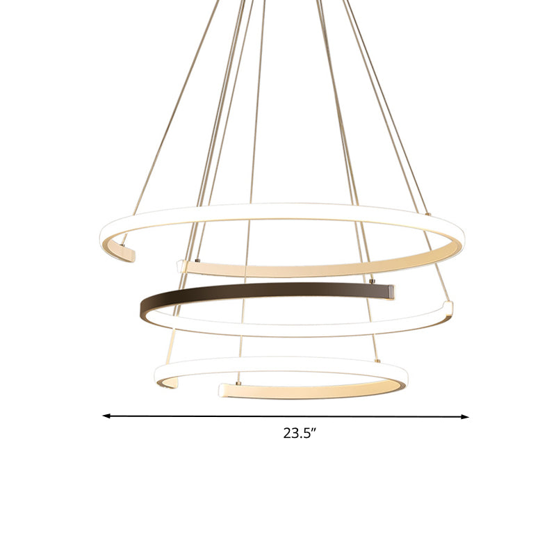 Black and White 3 Tiers C-Shape Chandelier Modernist Acrylic LED Hanging Lamp Lit for Living Room Clearhalo 'Ceiling Lights' 'Chandeliers' 'Modern Chandeliers' 'Modern' Lighting' 740237