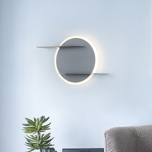 White/Grey Circular Wall Mounted Lamp Contemporary Acrylic LED Sconce Light Fixture with Support for Bedroom Grey Clearhalo 'Modern wall lights' 'Modern' 'Wall Lamps & Sconces' 'Wall Lights' Lighting' 740238