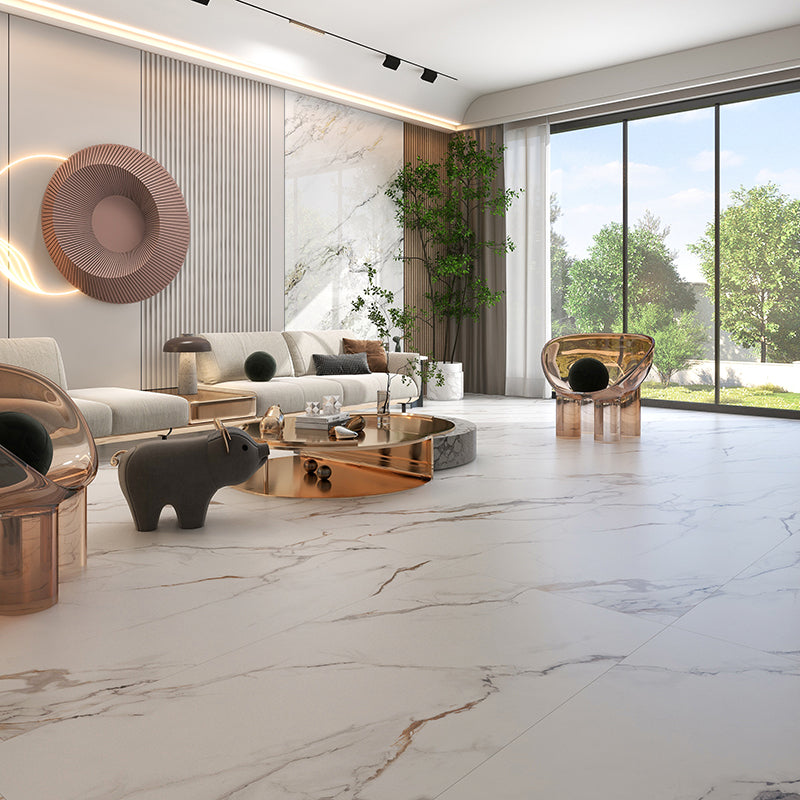 Indoor Wall & Floor Tile Porcelain Floor and Wall Tile with Rectangular Shape White-Brown 236"L x 472"W x 4"H 18 Pieces Clearhalo 'Floor Tiles & Wall Tiles' 'floor_tiles_wall_tiles' 'Flooring 'Home Improvement' 'home_improvement' 'home_improvement_floor_tiles_wall_tiles' Walls and Ceiling' 7402408