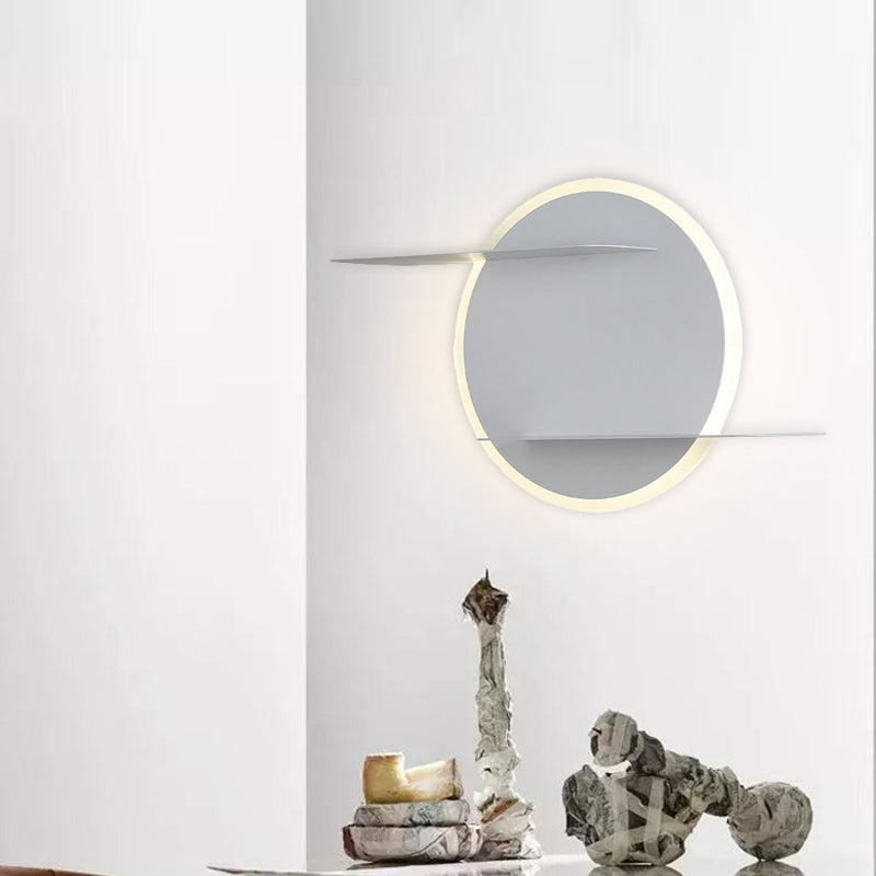 White/Grey Circular Wall Mounted Lamp Contemporary Acrylic LED Sconce Light Fixture with Support for Bedroom White Clearhalo 'Modern wall lights' 'Modern' 'Wall Lamps & Sconces' 'Wall Lights' Lighting' 740242