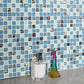 Modern Mosaic Tile Glass Brick Look Wall & Floor Tile with Square Shape Blue-White 99 Pieces Clearhalo 'Floor Tiles & Wall Tiles' 'floor_tiles_wall_tiles' 'Flooring 'Home Improvement' 'home_improvement' 'home_improvement_floor_tiles_wall_tiles' Walls and Ceiling' 7402424