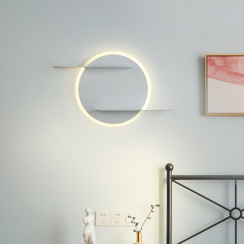 White/Grey Circular Wall Mounted Lamp Contemporary Acrylic LED Sconce Light Fixture with Support for Bedroom Clearhalo 'Modern wall lights' 'Modern' 'Wall Lamps & Sconces' 'Wall Lights' Lighting' 740243
