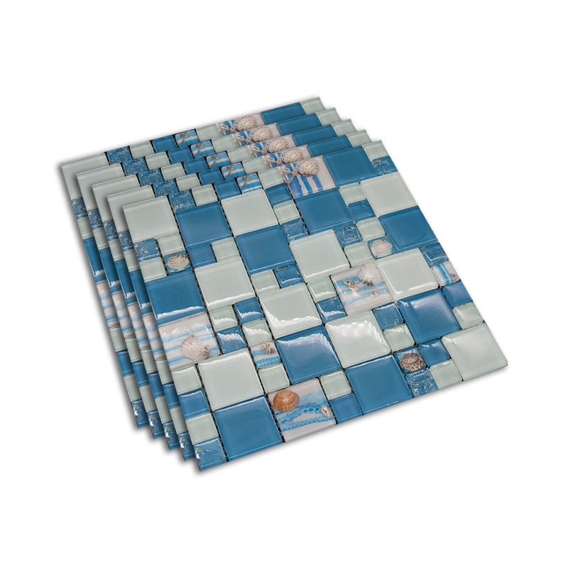 Modern Mosaic Tile Glass Brick Look Wall & Floor Tile with Square Shape Blue-White Clearhalo 'Floor Tiles & Wall Tiles' 'floor_tiles_wall_tiles' 'Flooring 'Home Improvement' 'home_improvement' 'home_improvement_floor_tiles_wall_tiles' Walls and Ceiling' 7402430