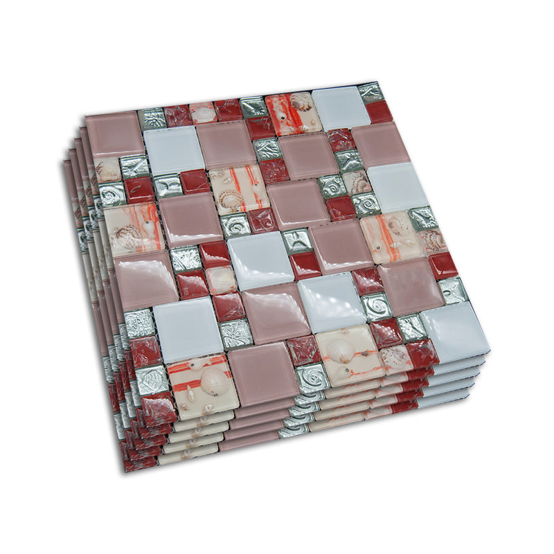 Modern Mosaic Tile Glass Brick Look Wall & Floor Tile with Square Shape Pink-White Clearhalo 'Floor Tiles & Wall Tiles' 'floor_tiles_wall_tiles' 'Flooring 'Home Improvement' 'home_improvement' 'home_improvement_floor_tiles_wall_tiles' Walls and Ceiling' 7402432
