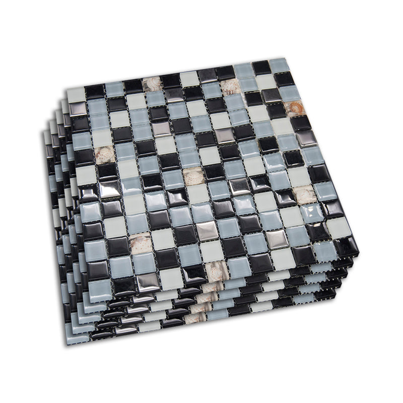 Modern Mosaic Tile Glass Brick Look Wall & Floor Tile with Square Shape Black-Blue Clearhalo 'Floor Tiles & Wall Tiles' 'floor_tiles_wall_tiles' 'Flooring 'Home Improvement' 'home_improvement' 'home_improvement_floor_tiles_wall_tiles' Walls and Ceiling' 7402441