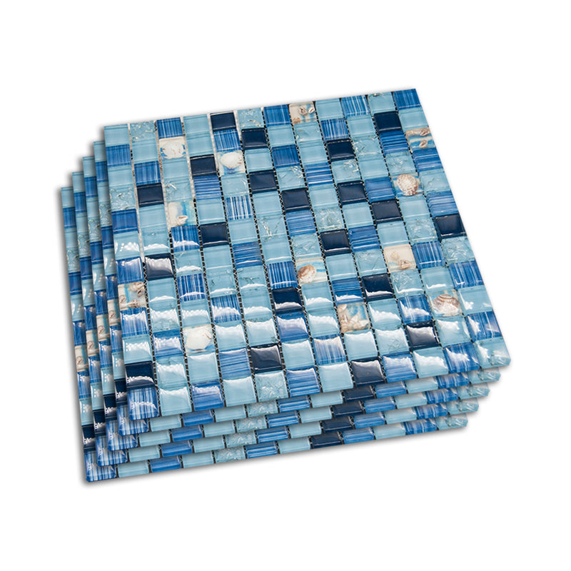 Modern Mosaic Tile Glass Brick Look Wall & Floor Tile with Square Shape Dark Blue Clearhalo 'Floor Tiles & Wall Tiles' 'floor_tiles_wall_tiles' 'Flooring 'Home Improvement' 'home_improvement' 'home_improvement_floor_tiles_wall_tiles' Walls and Ceiling' 7402443