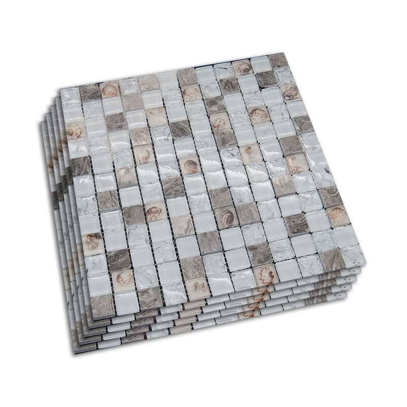 Modern Mosaic Tile Glass Brick Look Wall & Floor Tile with Square Shape Light Brown White Clearhalo 'Floor Tiles & Wall Tiles' 'floor_tiles_wall_tiles' 'Flooring 'Home Improvement' 'home_improvement' 'home_improvement_floor_tiles_wall_tiles' Walls and Ceiling' 7402446