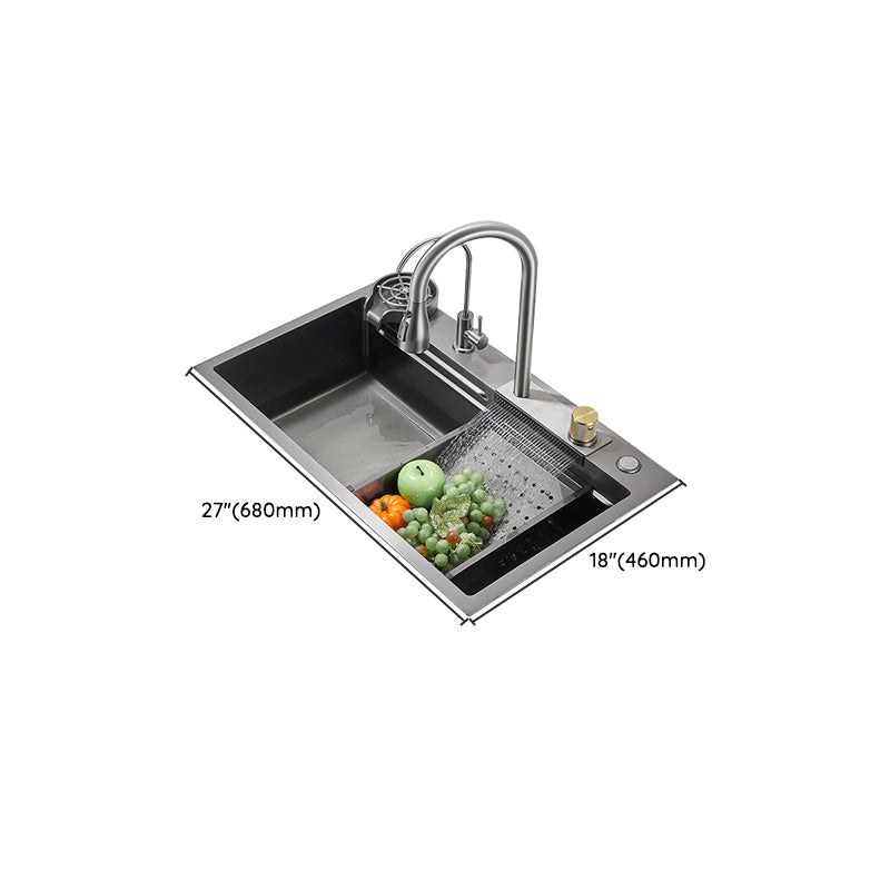 Modern Style Kitchen Sink Soundproof Design Kitchen Sink with Basket Strainer Clearhalo 'Home Improvement' 'home_improvement' 'home_improvement_kitchen_sinks' 'Kitchen Remodel & Kitchen Fixtures' 'Kitchen Sinks & Faucet Components' 'Kitchen Sinks' 'kitchen_sinks' 7402580