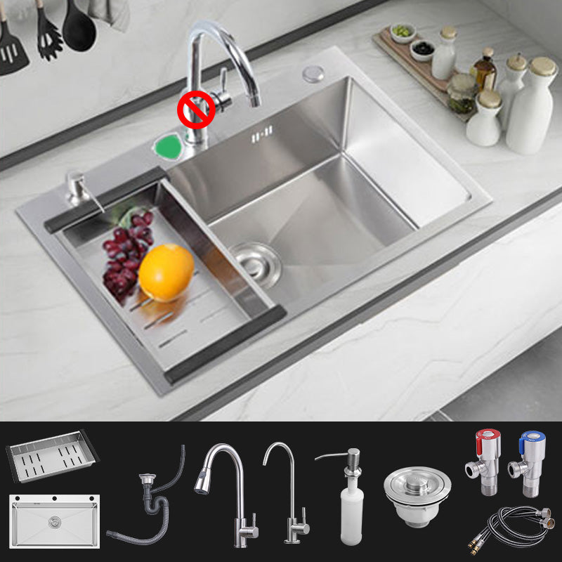 Modern Style Kitchen Sink Soundproof Kitchen Sink with Basket Strainer Sink with Faucet Pulling Faucet & Water Purification Faucet Clearhalo 'Home Improvement' 'home_improvement' 'home_improvement_kitchen_sinks' 'Kitchen Remodel & Kitchen Fixtures' 'Kitchen Sinks & Faucet Components' 'Kitchen Sinks' 'kitchen_sinks' 7402586