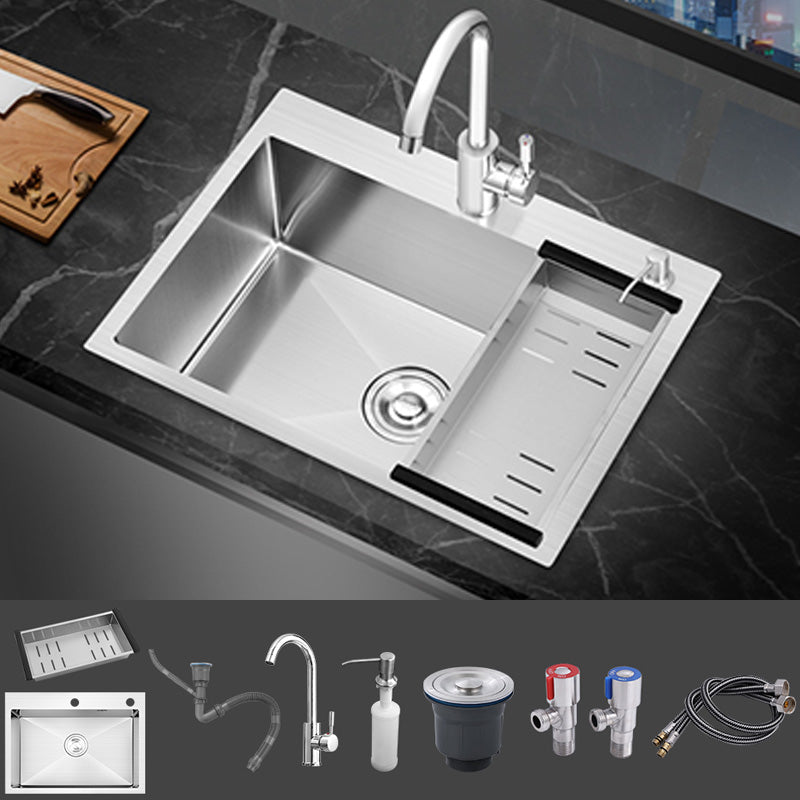 Modern Style Kitchen Sink Soundproof Kitchen Sink with Basket Strainer Sink with Faucet Round Faucet Clearhalo 'Home Improvement' 'home_improvement' 'home_improvement_kitchen_sinks' 'Kitchen Remodel & Kitchen Fixtures' 'Kitchen Sinks & Faucet Components' 'Kitchen Sinks' 'kitchen_sinks' 7402588
