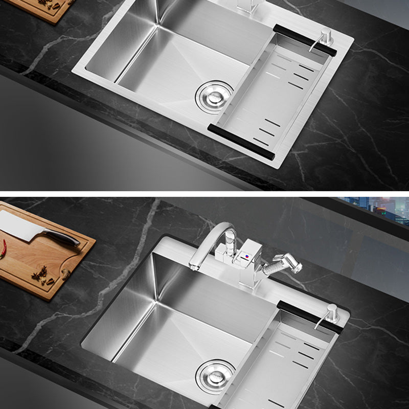 Modern Style Kitchen Sink Soundproof Kitchen Sink with Basket Strainer Clearhalo 'Home Improvement' 'home_improvement' 'home_improvement_kitchen_sinks' 'Kitchen Remodel & Kitchen Fixtures' 'Kitchen Sinks & Faucet Components' 'Kitchen Sinks' 'kitchen_sinks' 7402589