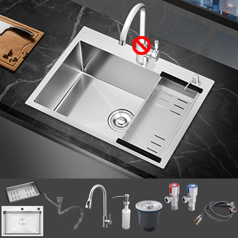 Modern Style Kitchen Sink Soundproof Kitchen Sink with Basket Strainer Sink with Faucet Pull Out Faucet Clearhalo 'Home Improvement' 'home_improvement' 'home_improvement_kitchen_sinks' 'Kitchen Remodel & Kitchen Fixtures' 'Kitchen Sinks & Faucet Components' 'Kitchen Sinks' 'kitchen_sinks' 7402590