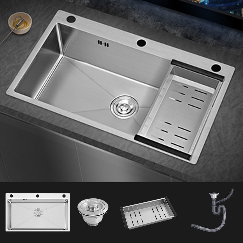 Modern Style Kitchen Sink Soundproof Kitchen Sink with Basket Strainer 22"L x 18"W x 8"H Sink Only None Clearhalo 'Home Improvement' 'home_improvement' 'home_improvement_kitchen_sinks' 'Kitchen Remodel & Kitchen Fixtures' 'Kitchen Sinks & Faucet Components' 'Kitchen Sinks' 'kitchen_sinks' 7402594