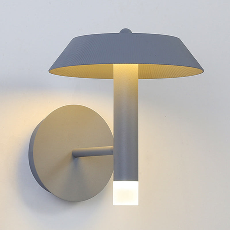 Metallic Tapered Wall Sconce Light Modernist White/Grey LED Wall Mount Lamp for Bedroom Clearhalo 'Cast Iron' 'Glass' 'Industrial' 'Modern wall lights' 'Modern' 'Tiffany' 'Traditional wall lights' 'Wall Lamps & Sconces' 'Wall Lights' Lighting' 740262
