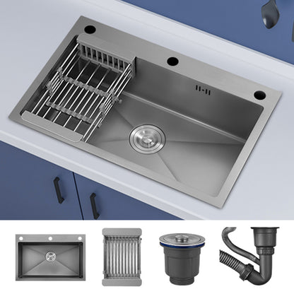 Contemporary Style Kitchen Sink Soundproof Kitchen Sink with Basket Strainer Sink Only None Clearhalo 'Home Improvement' 'home_improvement' 'home_improvement_kitchen_sinks' 'Kitchen Remodel & Kitchen Fixtures' 'Kitchen Sinks & Faucet Components' 'Kitchen Sinks' 'kitchen_sinks' 7402628