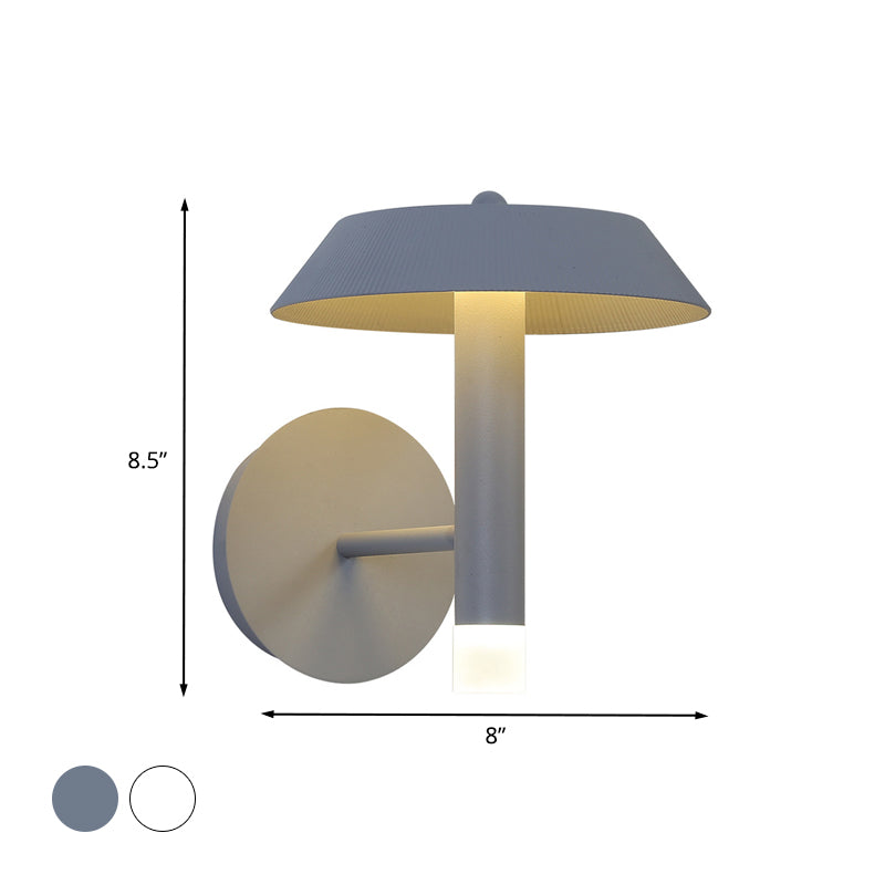 Metallic Tapered Wall Sconce Light Modernist White/Grey LED Wall Mount Lamp for Bedroom Clearhalo 'Cast Iron' 'Glass' 'Industrial' 'Modern wall lights' 'Modern' 'Tiffany' 'Traditional wall lights' 'Wall Lamps & Sconces' 'Wall Lights' Lighting' 740263