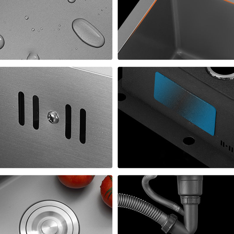 Contemporary Style Kitchen Sink Soundproof Kitchen Sink with Basket Strainer Clearhalo 'Home Improvement' 'home_improvement' 'home_improvement_kitchen_sinks' 'Kitchen Remodel & Kitchen Fixtures' 'Kitchen Sinks & Faucet Components' 'Kitchen Sinks' 'kitchen_sinks' 7402634