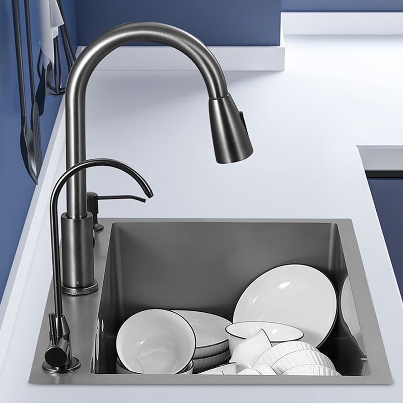 Contemporary Style Kitchen Sink Soundproof Kitchen Sink with Basket Strainer Clearhalo 'Home Improvement' 'home_improvement' 'home_improvement_kitchen_sinks' 'Kitchen Remodel & Kitchen Fixtures' 'Kitchen Sinks & Faucet Components' 'Kitchen Sinks' 'kitchen_sinks' 7402639