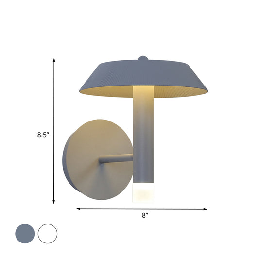 Metallic Tapered Wall Sconce Light Modernist White/Grey LED Wall Mount Lamp for Bedroom Clearhalo 'Cast Iron' 'Glass' 'Industrial' 'Modern wall lights' 'Modern' 'Tiffany' 'Traditional wall lights' 'Wall Lamps & Sconces' 'Wall Lights' Lighting' 740263