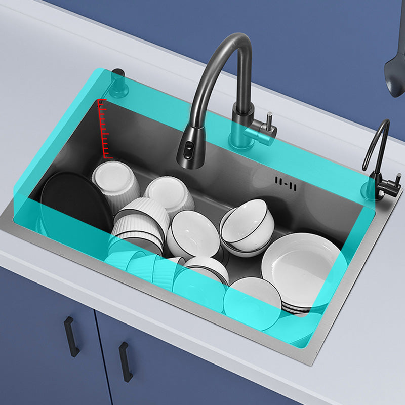 Contemporary Style Kitchen Sink Soundproof Kitchen Sink with Basket Strainer Clearhalo 'Home Improvement' 'home_improvement' 'home_improvement_kitchen_sinks' 'Kitchen Remodel & Kitchen Fixtures' 'Kitchen Sinks & Faucet Components' 'Kitchen Sinks' 'kitchen_sinks' 7402640