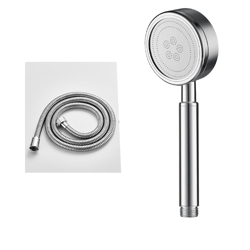 Modern Round Hand Shower Water Efficient Stainless Steel Showerhead Silver Shower Head with Hose Clearhalo 'Bathroom Remodel & Bathroom Fixtures' 'Home Improvement' 'home_improvement' 'home_improvement_shower_heads' 'Shower Heads' 'shower_heads' 'Showers & Bathtubs Plumbing' 'Showers & Bathtubs' 7402657