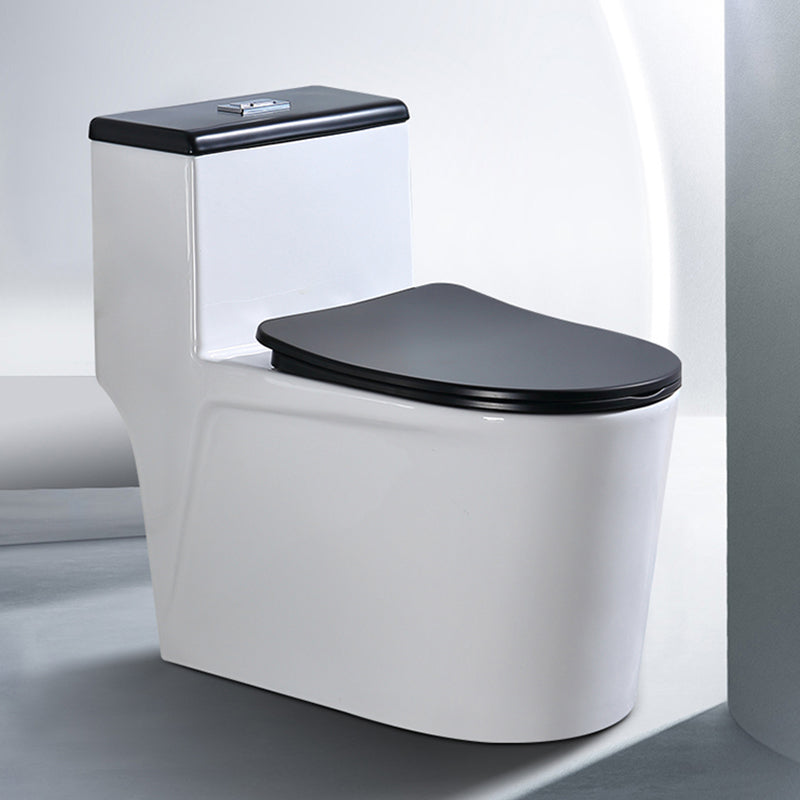 Traditional Floor Mounted Flush Toilet All In One Siphon Jet Toilet 15"L x 27"W x 26"H Black/ White 14" Clearhalo 'Bathroom Remodel & Bathroom Fixtures' 'Home Improvement' 'home_improvement' 'home_improvement_toilets' 'Toilets & Bidets' 'Toilets' 7402718