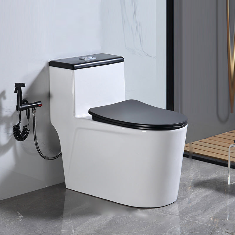 Traditional Floor Mounted Flush Toilet All In One Siphon Jet Toilet 15"L x 27"W x 26"H Black/ White Clearhalo 'Bathroom Remodel & Bathroom Fixtures' 'Home Improvement' 'home_improvement' 'home_improvement_toilets' 'Toilets & Bidets' 'Toilets' 7402719